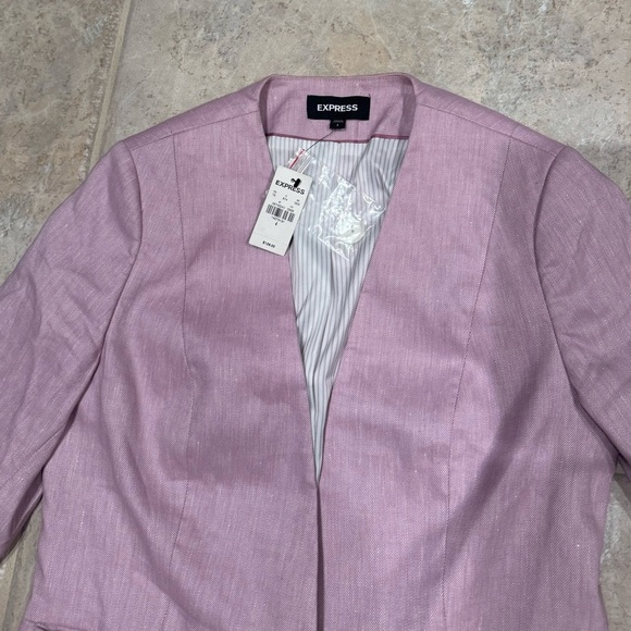 Express Pink Linen Blend Cropped Blazer Jacket Women’s Size 4 NWT $128 - Picture 5 of 8